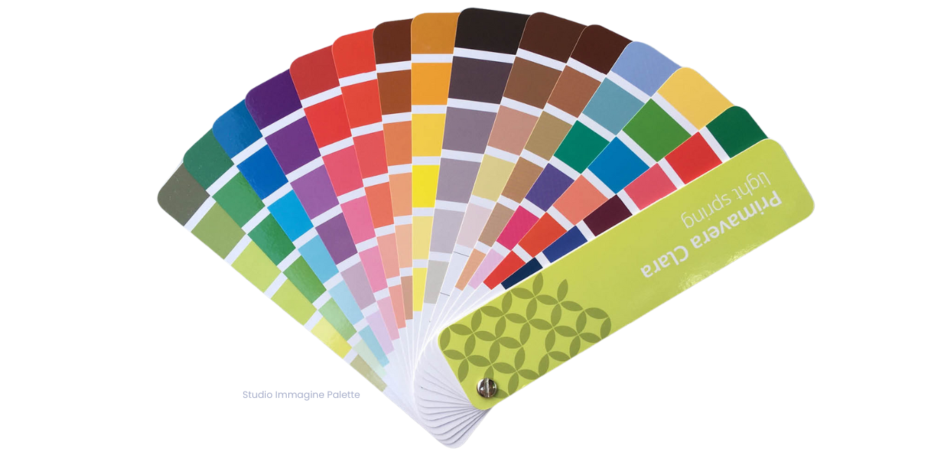 A fan with many different colors on it