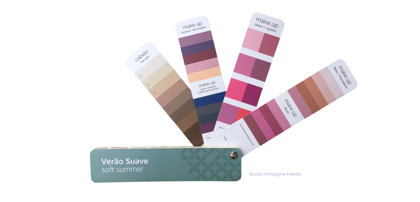 A fan shaped color swatch book with different shades of pink