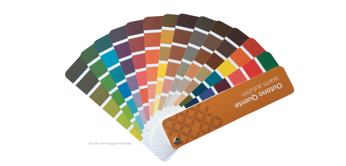 A fan shaped color swatch with a tag that says ' color swatch ' on it