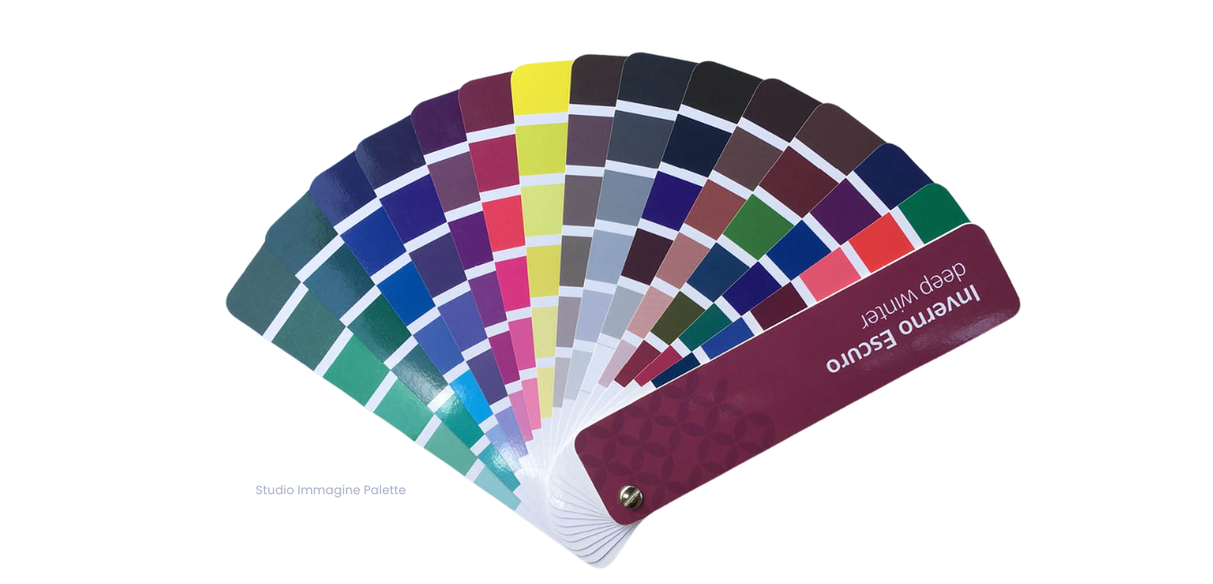 A fan shaped color palette with many different colors