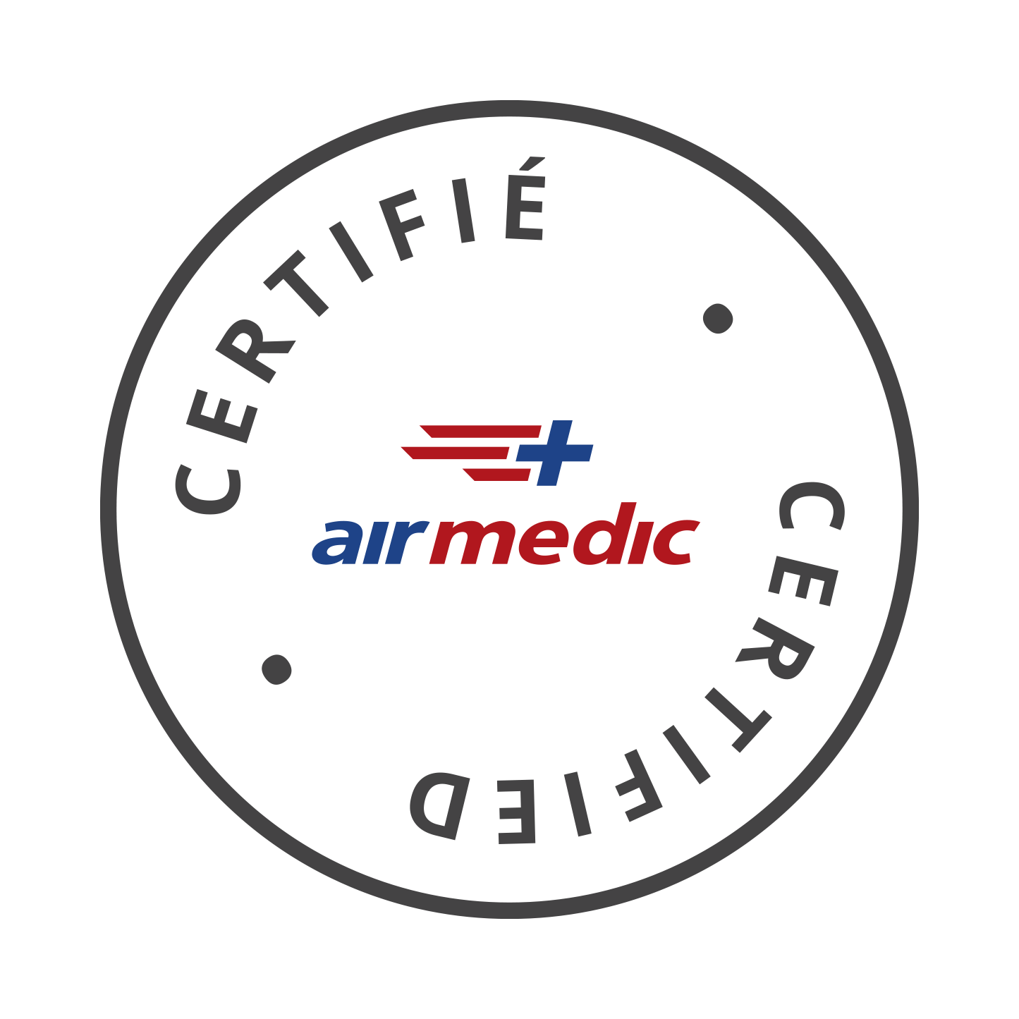 A certified airmedic logo on a white background.