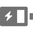 Gray battery icon with a lightning bolt, indicating charging.