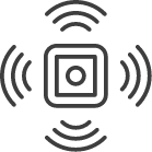 Square device emitting signal waves.