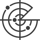 Radar display showing three target locations.