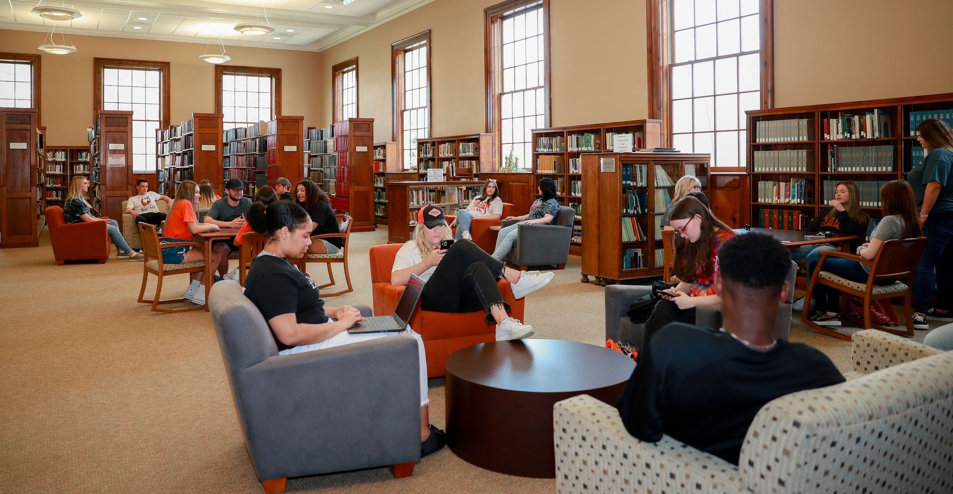 Students studying in AVͷȲ's library.
