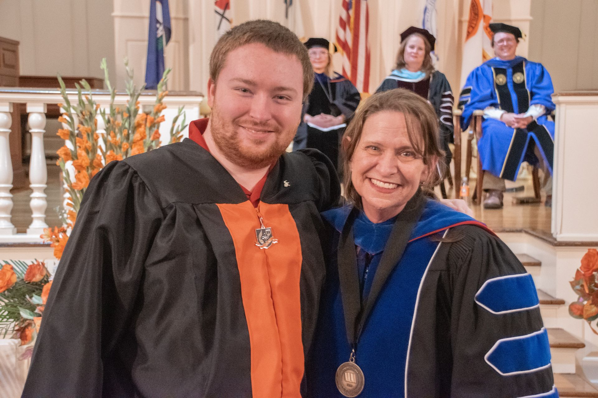 David Cody Saylor and Dr. Christine Marley-Frederick at AVÍ·µÈ²Õ's 2023 Baccalaureate service.