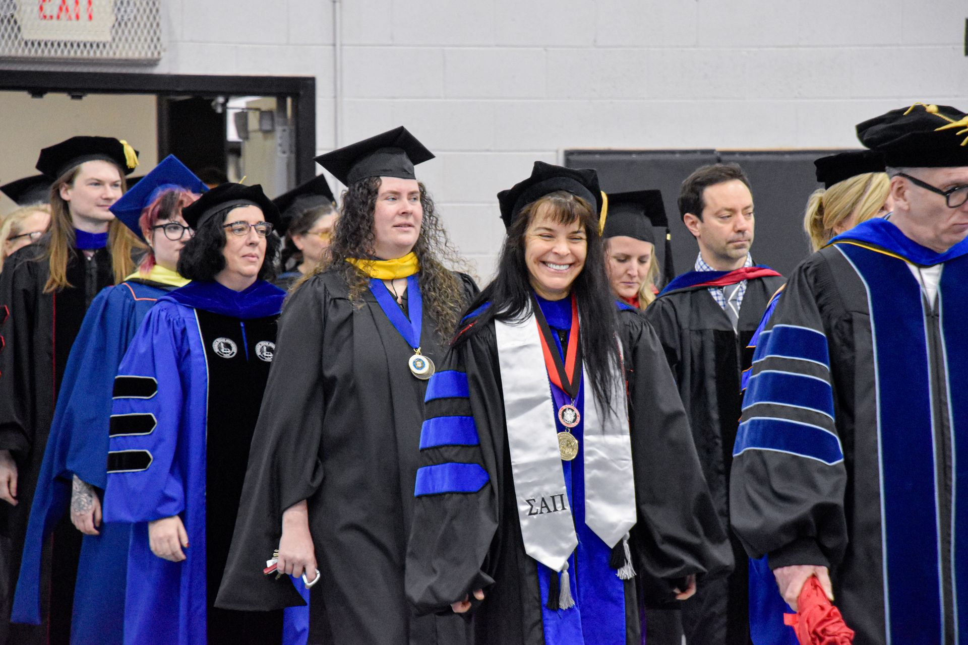 Union's faculty lined up and marching to Spring Convocation.