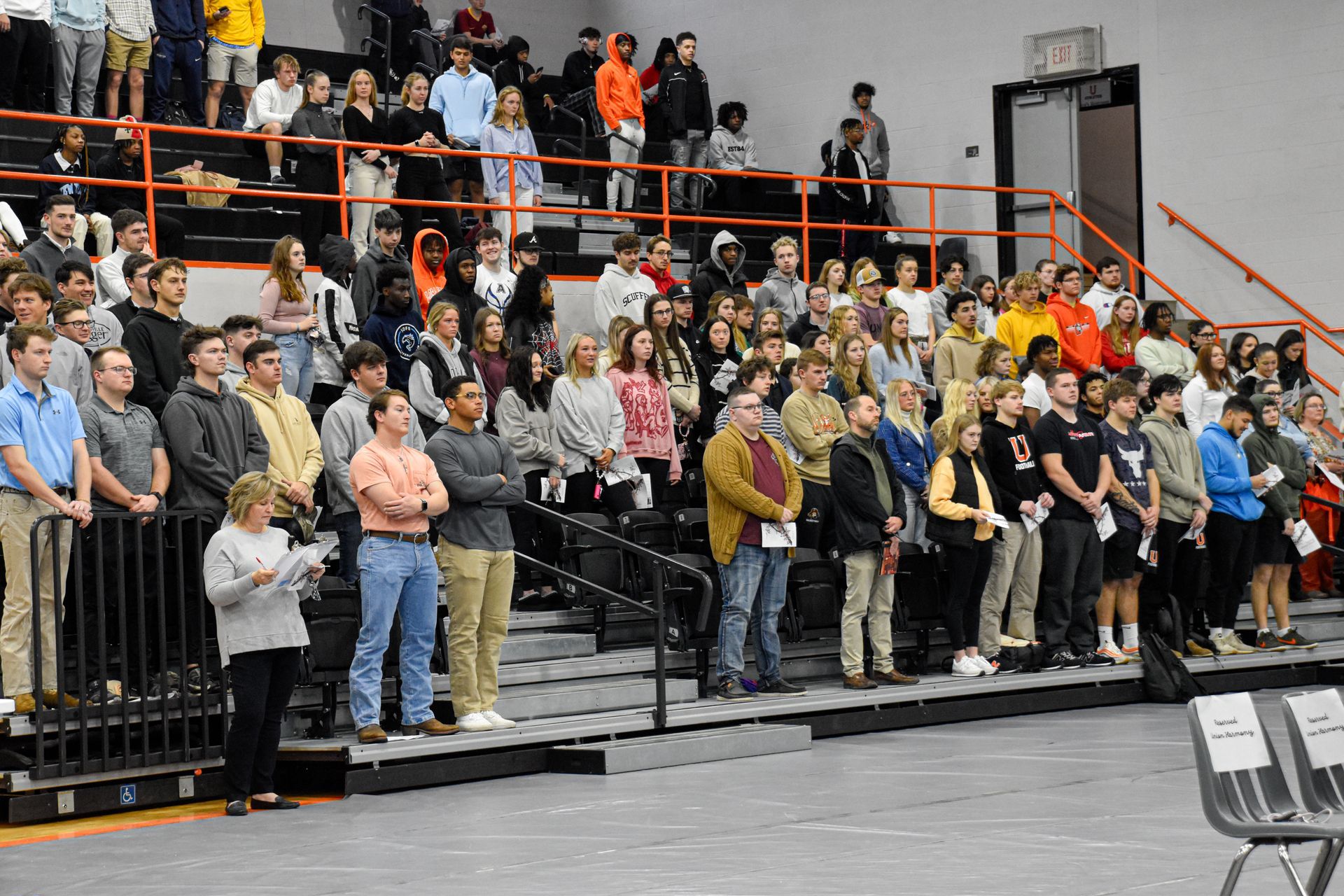 Union's freshman students standing in the audience.