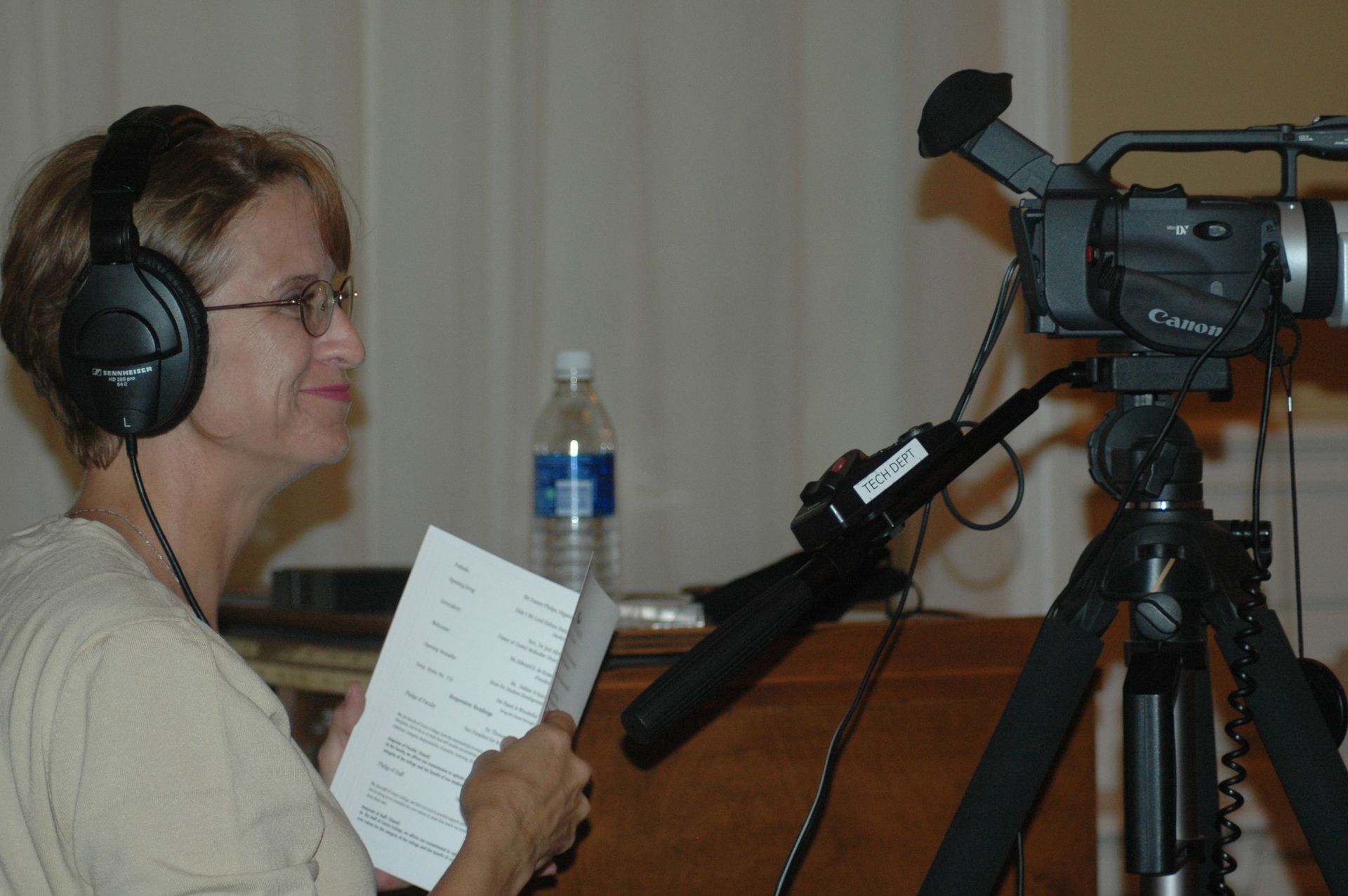 Dr. Christine Marley-Frederick working on a video camera.