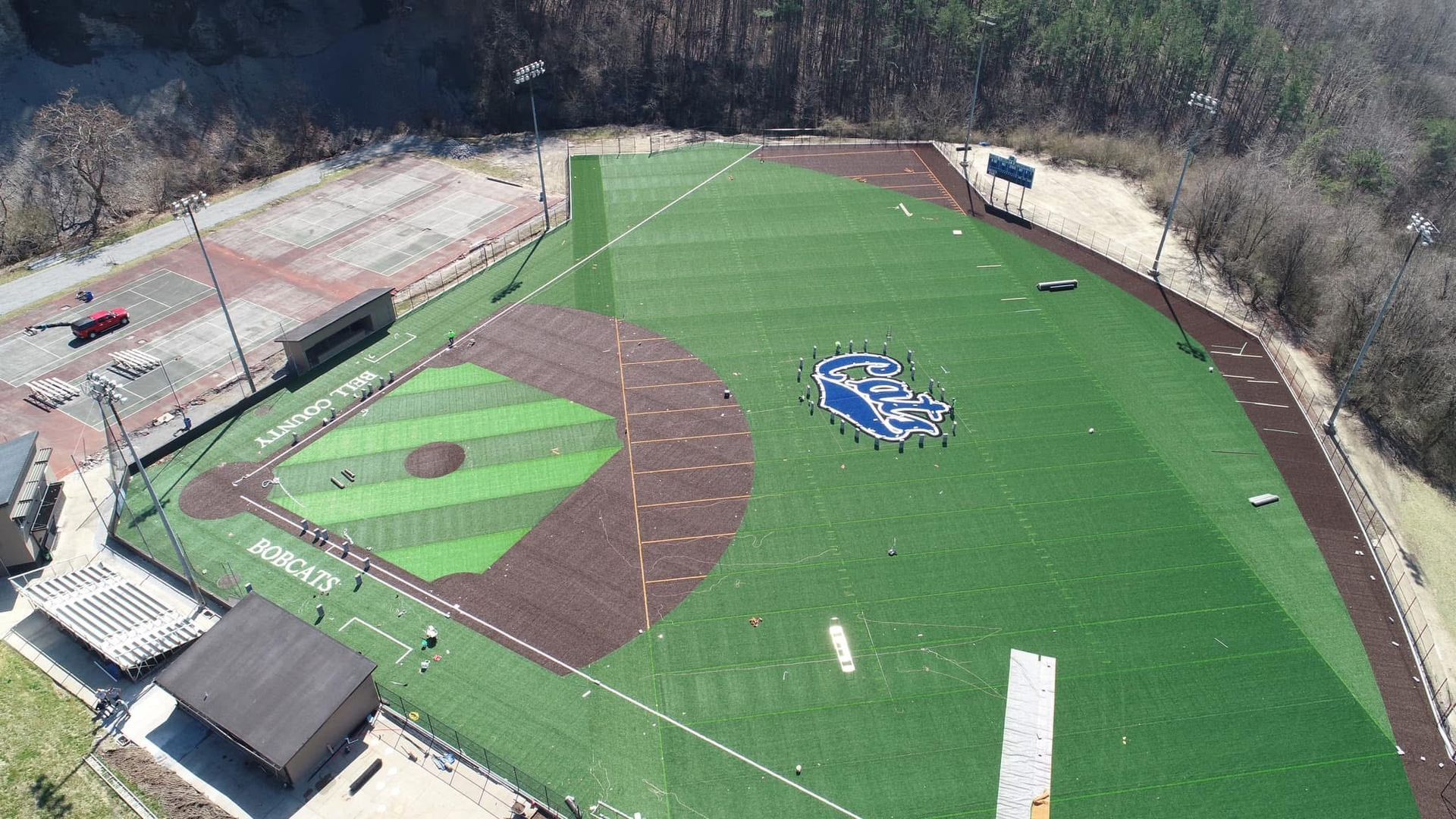 Bird's-eye view of Bell County's multisport baseball and football field.