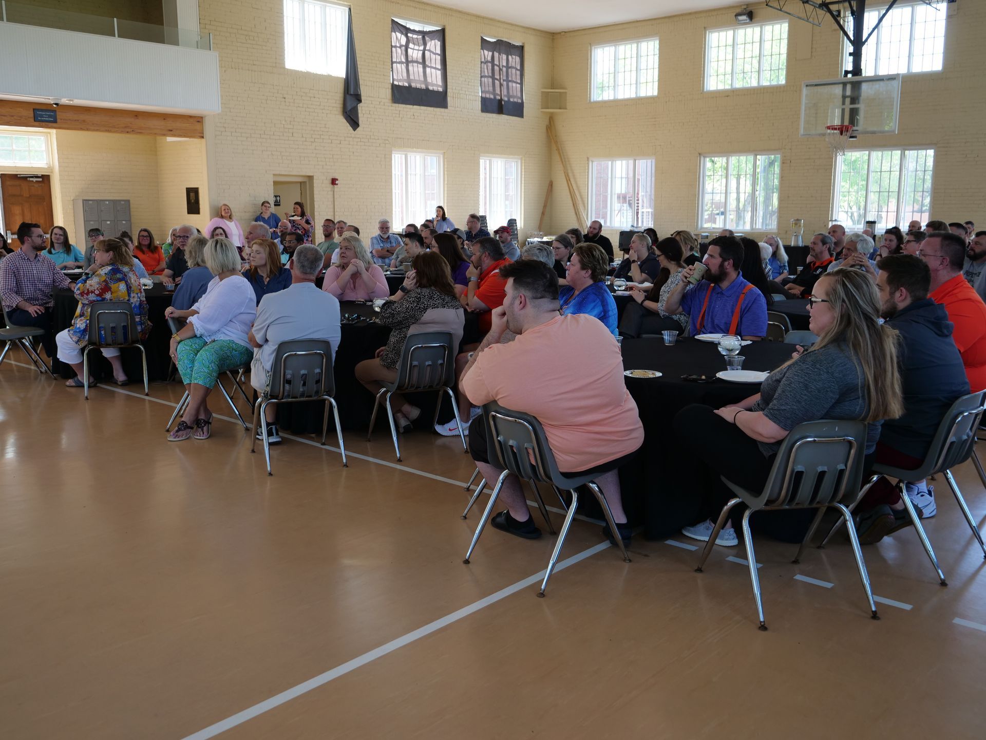 Union faculty, students, staff, and family gathered in the historic Soldiers and Sailors Memorial Gymnasium.