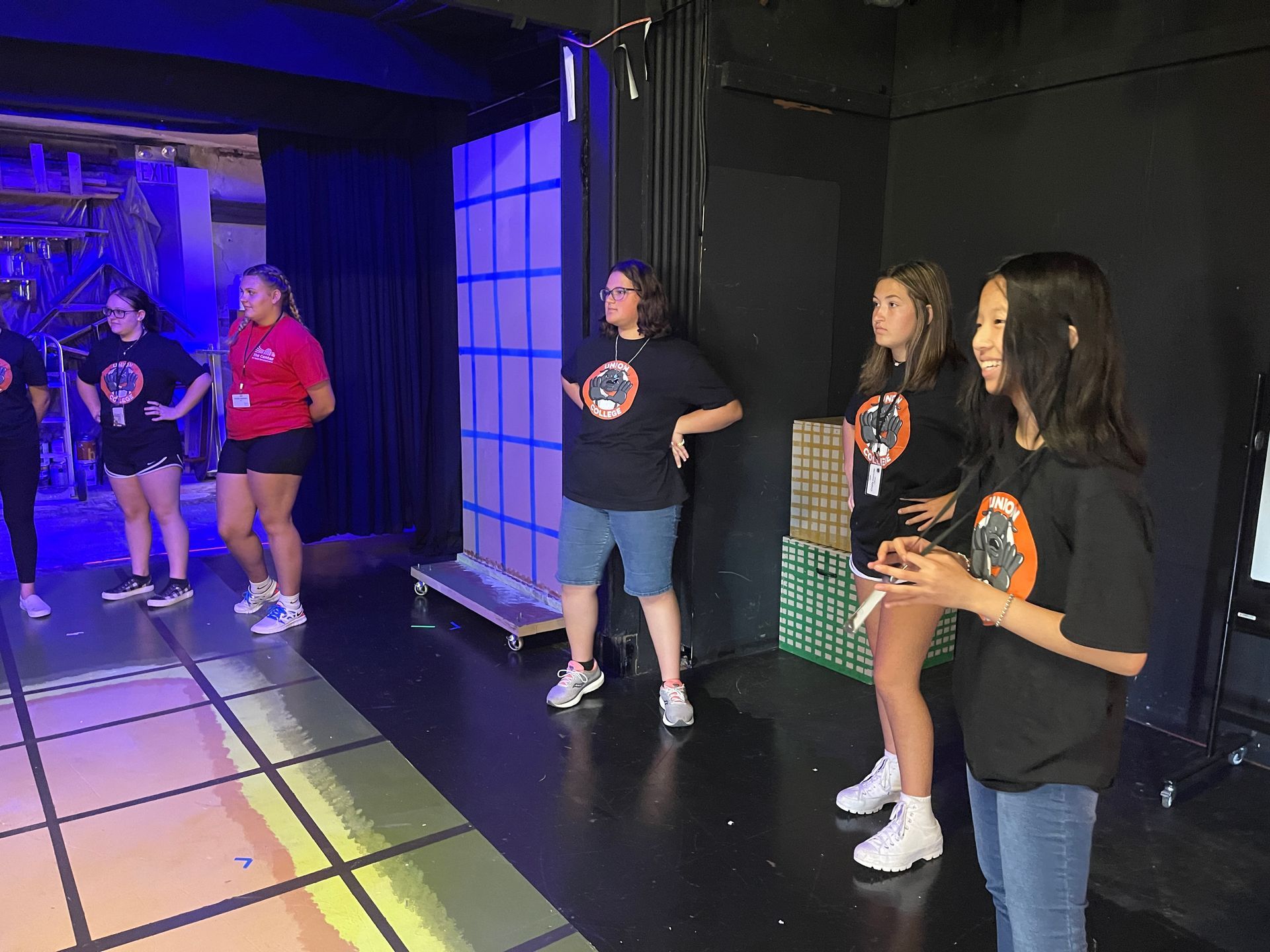 Students taking part in a group activity in Union's theater.