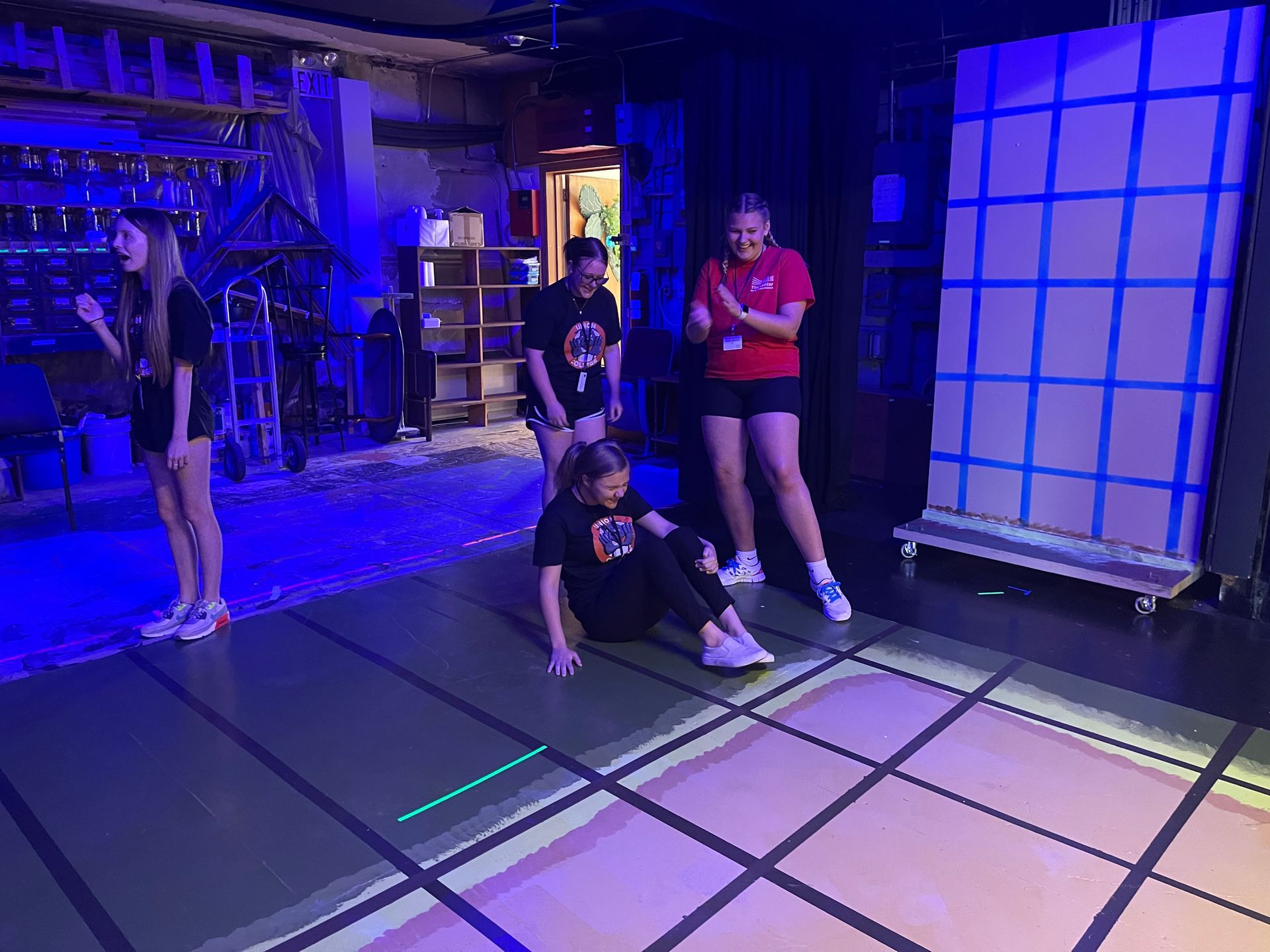 Students taking part in a group activity in Union's theater.