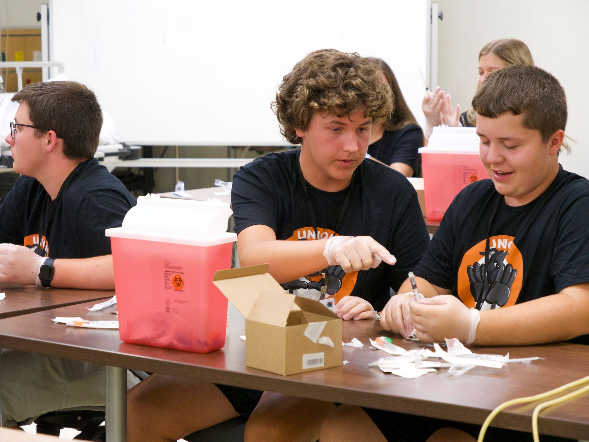 Students working together on a lab activity.
