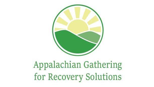 logo for Appalachian Gathering for Recovery Solutions with sun over mountains