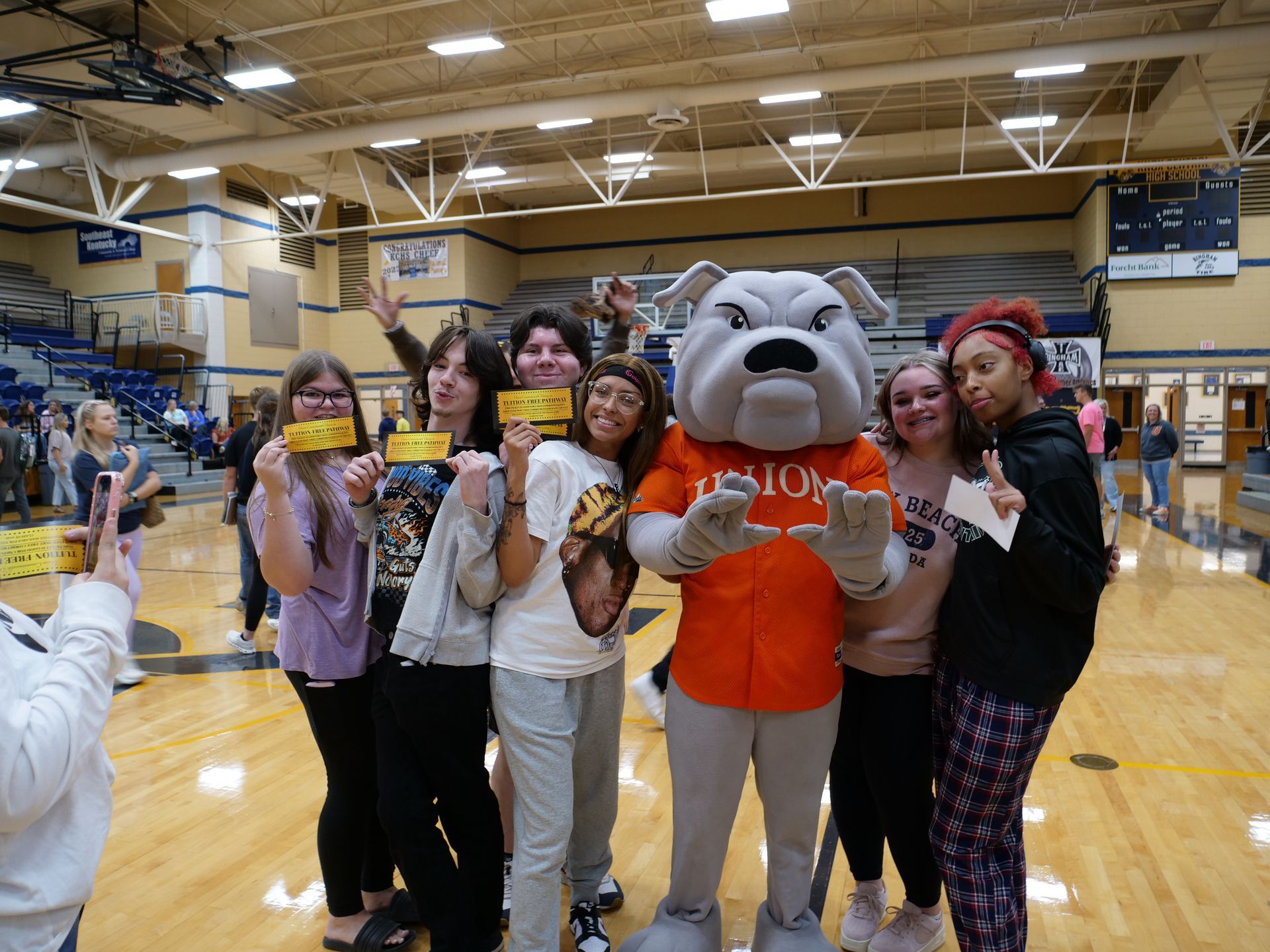 Knox Central seniors pose after free tuition announcement