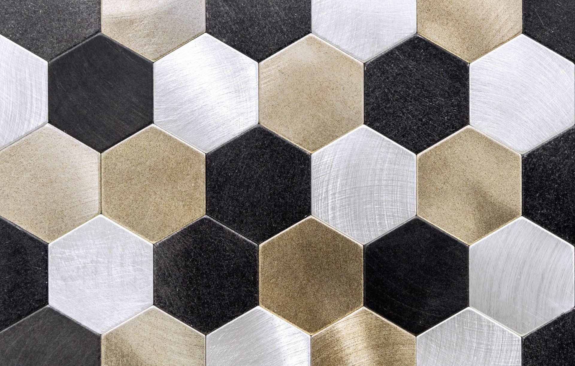 Gold, white and black honeycomb tiles