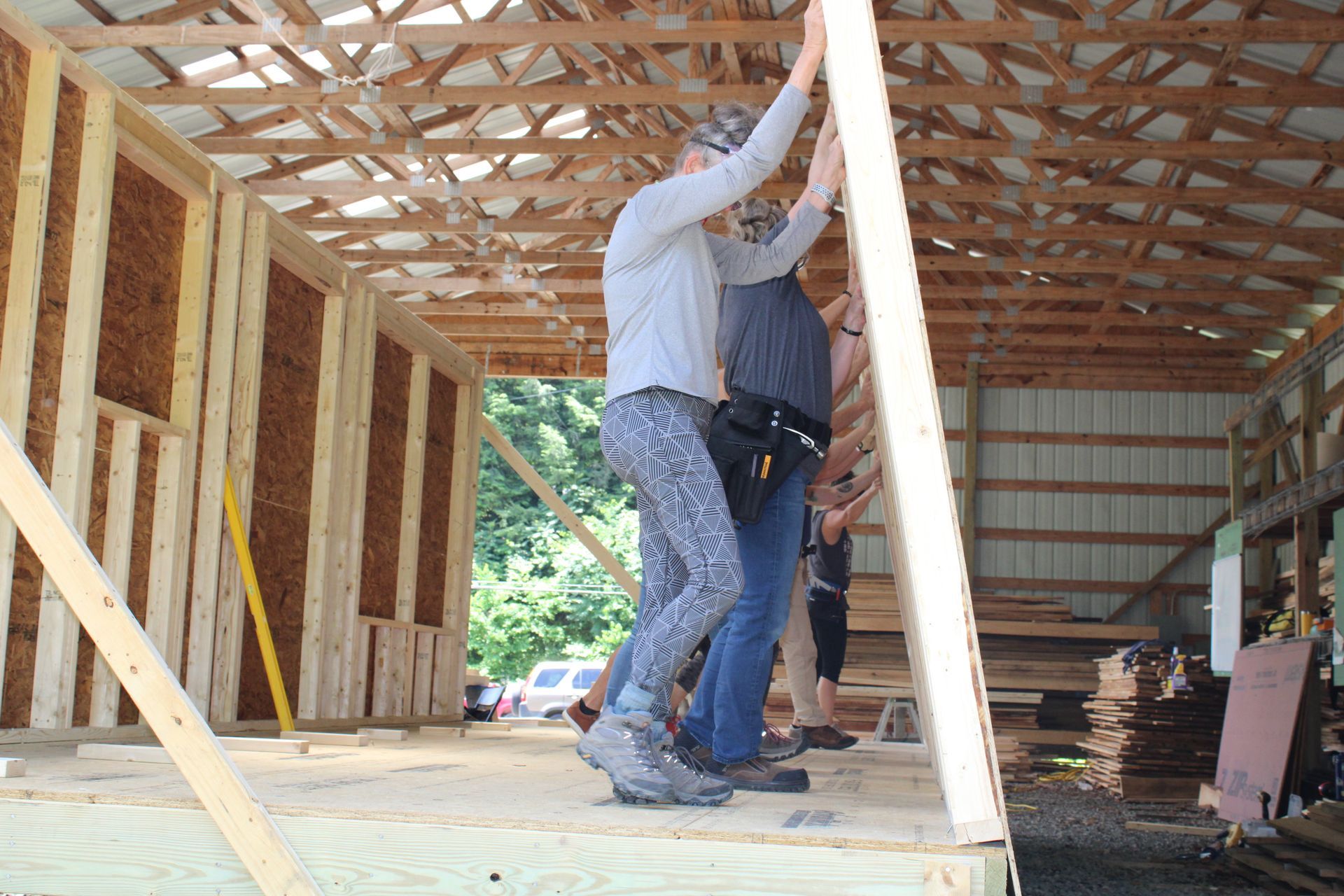 standing up a wall at Nanostead school for building