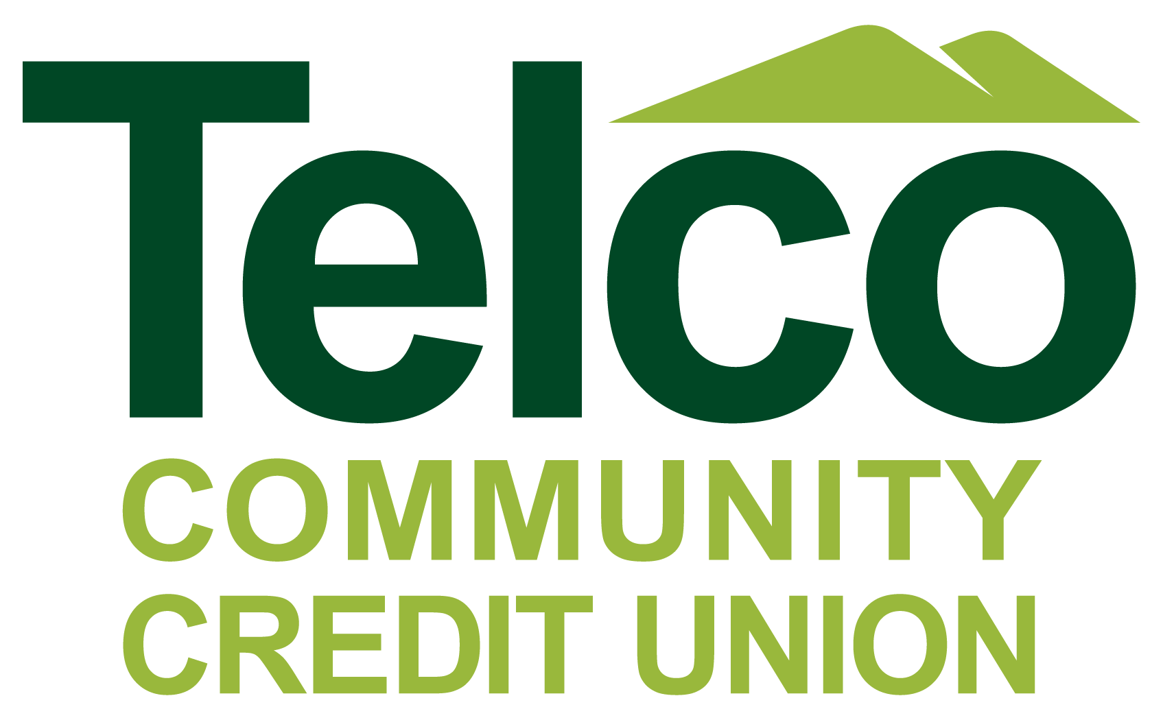 The telco community credit union logo is green and white.