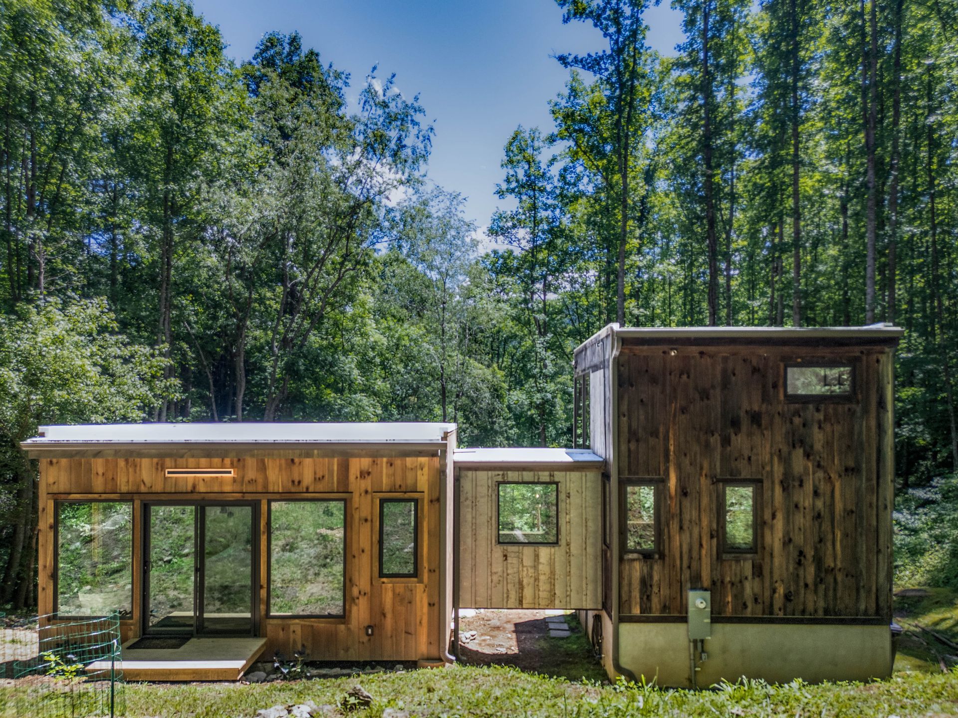 the back of a tiny home in WNC