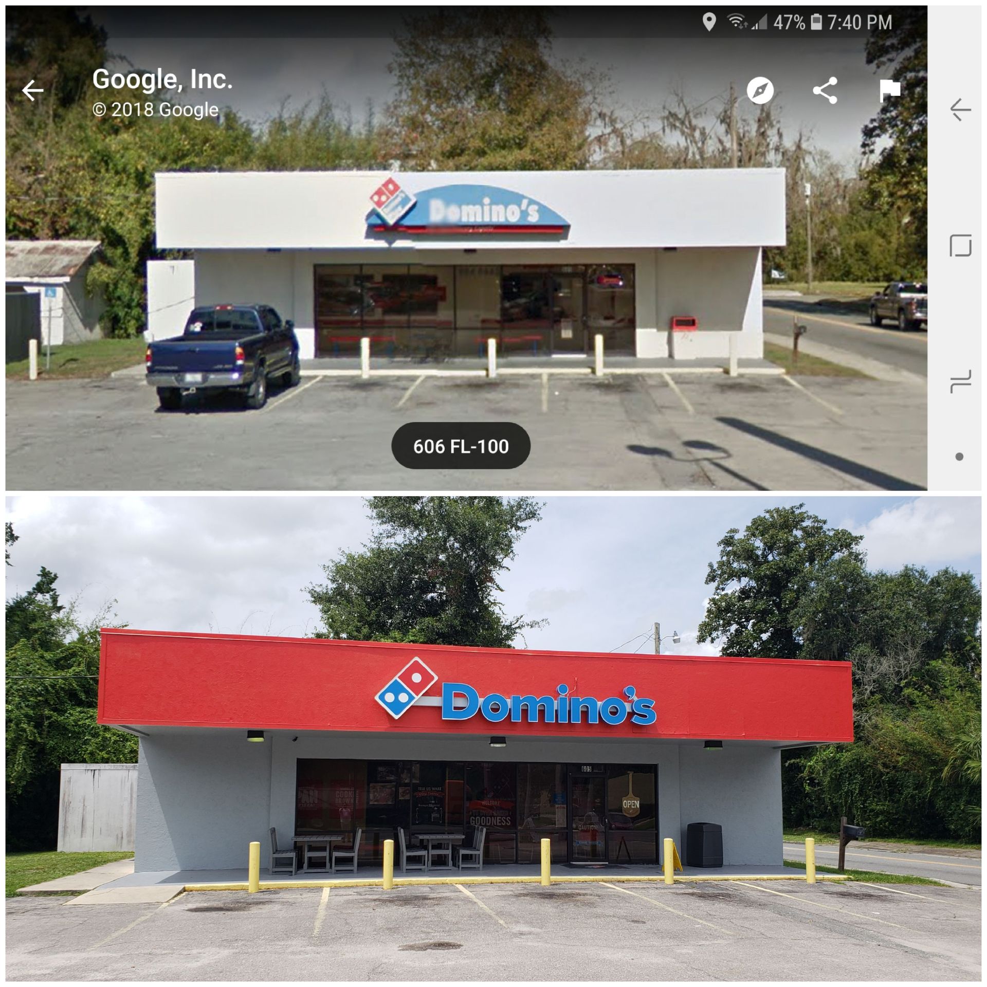 A picture of a domino 's pizza restaurant from google maps