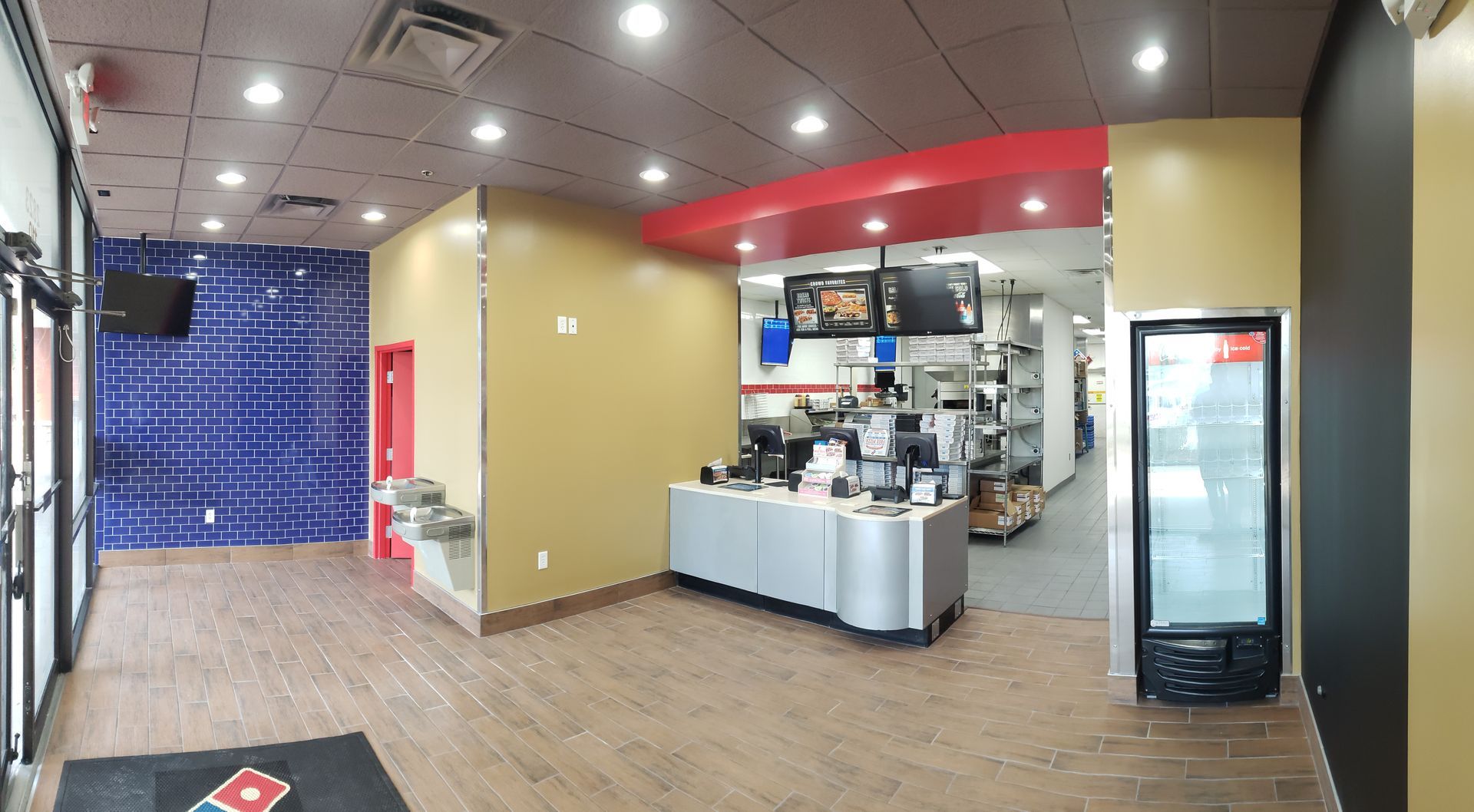 The inside of a domino 's pizza restaurant