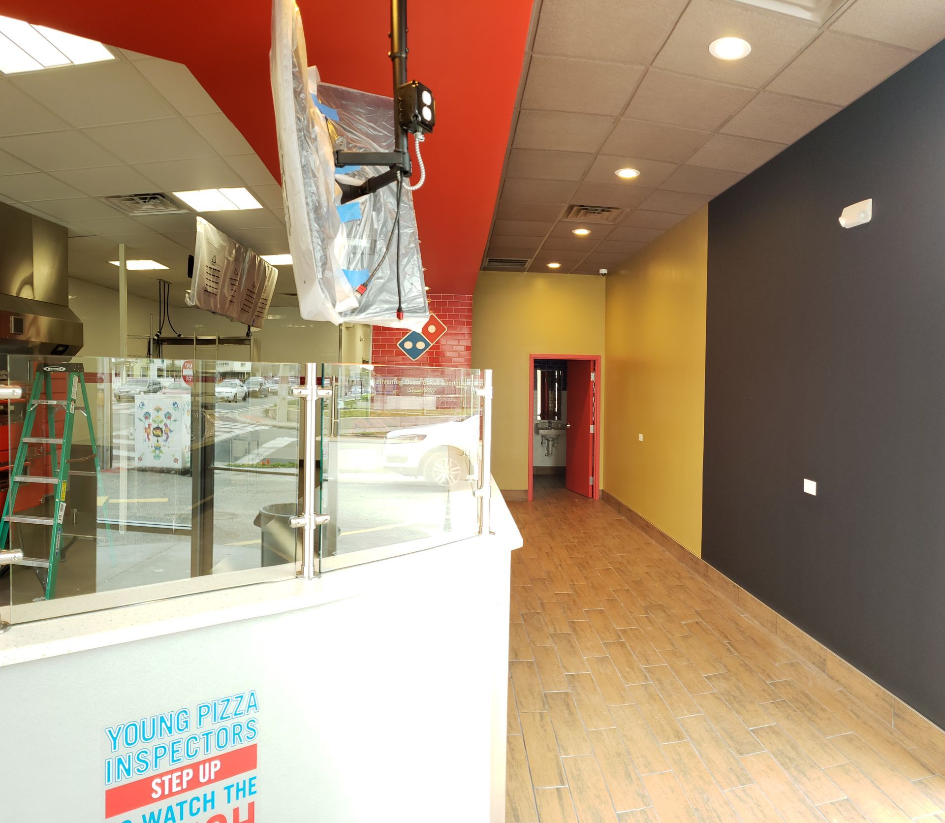 The inside of a domino 's pizza restaurant