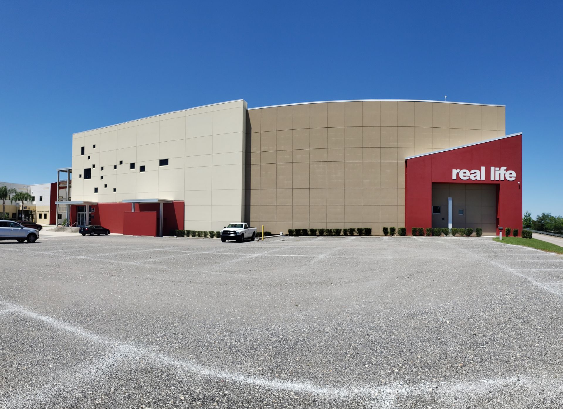 A building with the word real life on it