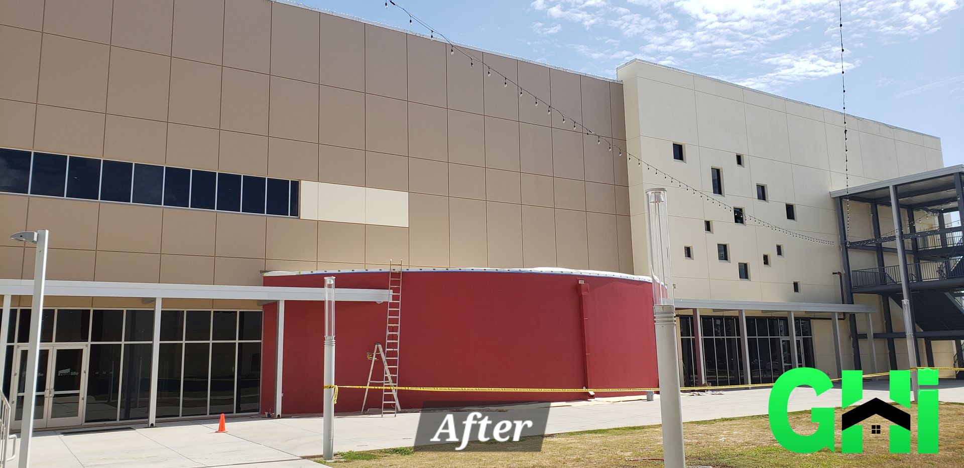 A picture of a building under construction with the words after written on it.