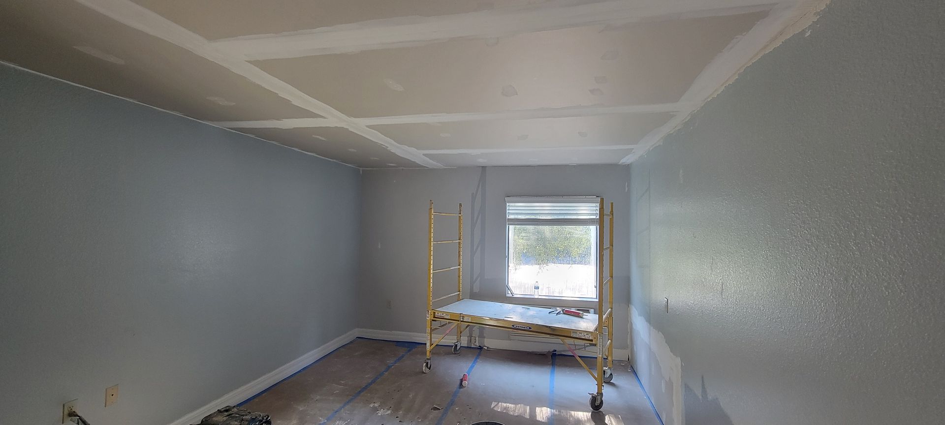 There is a scaffolding in the middle of the room.