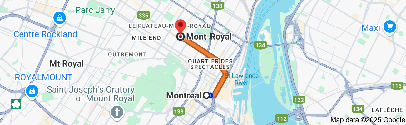 Une carte du mont royal est affichée sur un fond blanc.
