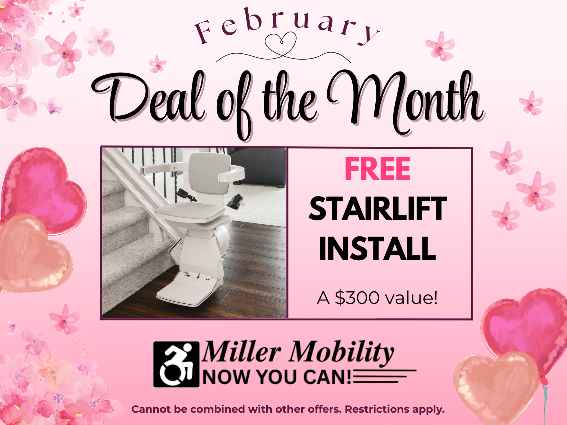 Christmas sale ad for Miller Mobility: 10% off everything, December 16-23. Features a lift chair and scooter.