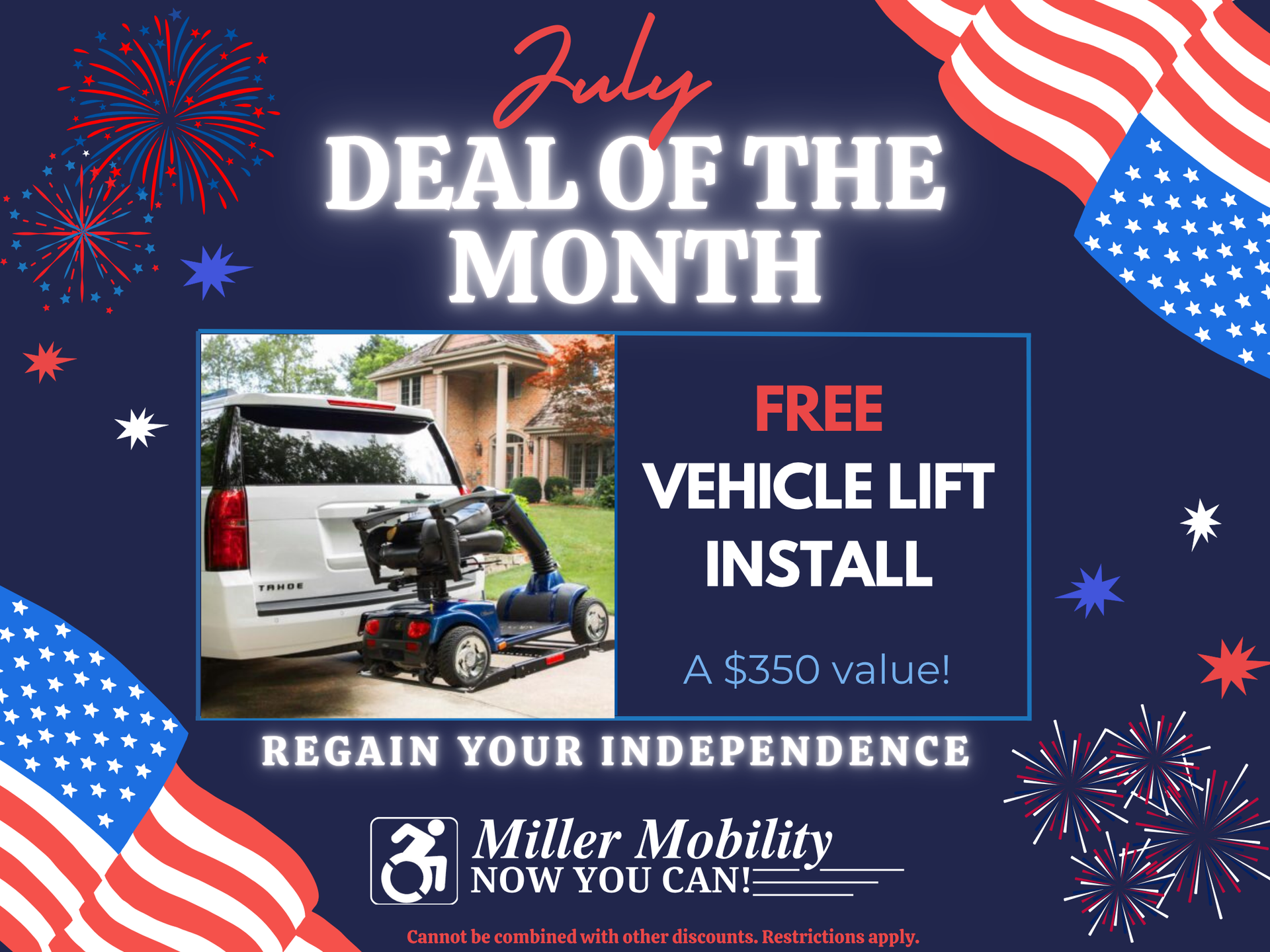 Christmas sale at Miller Mobility: 10% off everything, December 16th-23rd. Includes a lift chair and scooter.