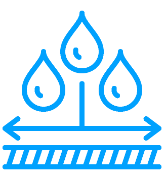 A blue icon of water drops on a white background.