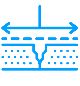 A blue icon of direction arrows on a white background.