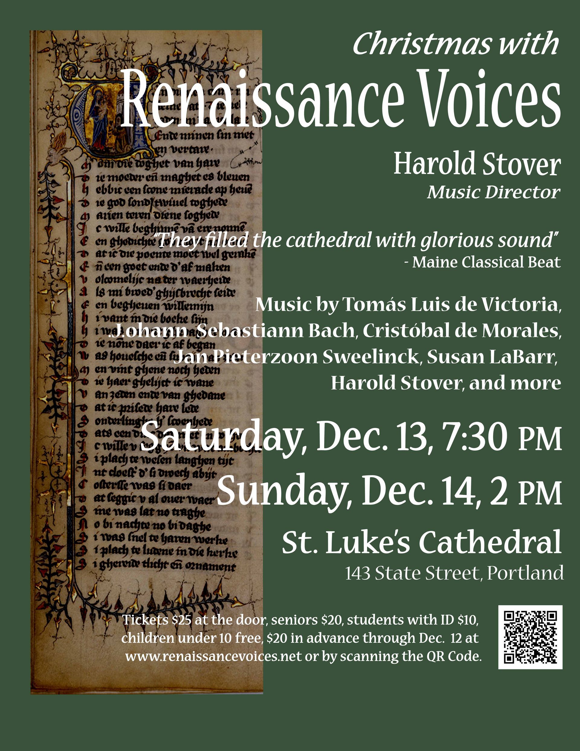 You may also buy tickets via the following links:
Saturday, December 13, 7:30pm
Sunday, December 14, 2:00pm
Tickets are good for either performance, should your plans change!
