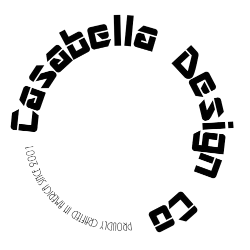 A black and white logo for casabella design co