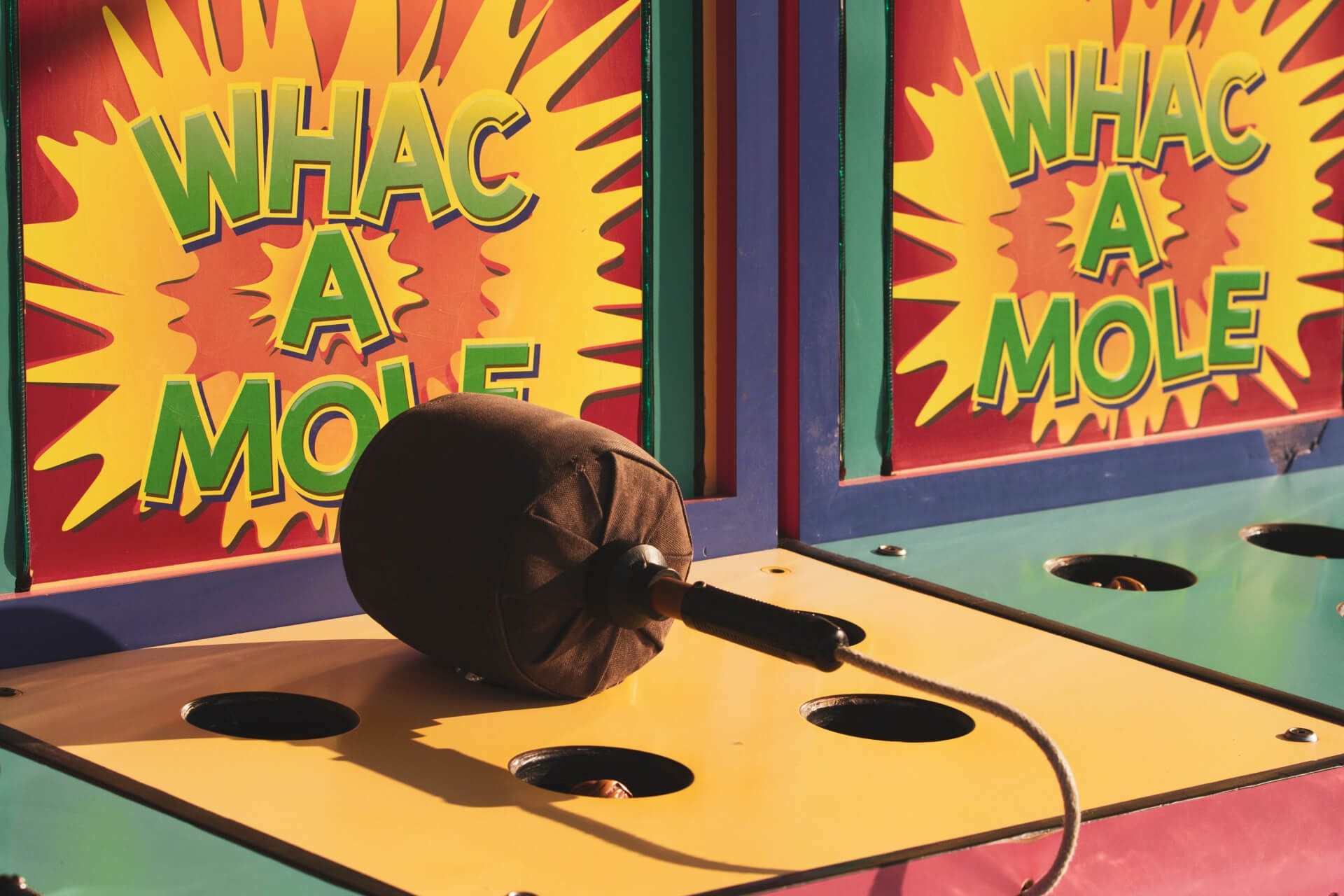 A game called whac a mole is being played