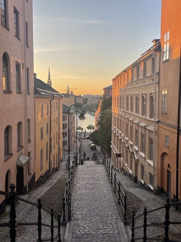 A view looking down a set of steps in Stockholm