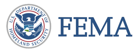 FEMA logo with a US Department of Homeland Security emblem on the left and FEMA text in blue on the right.