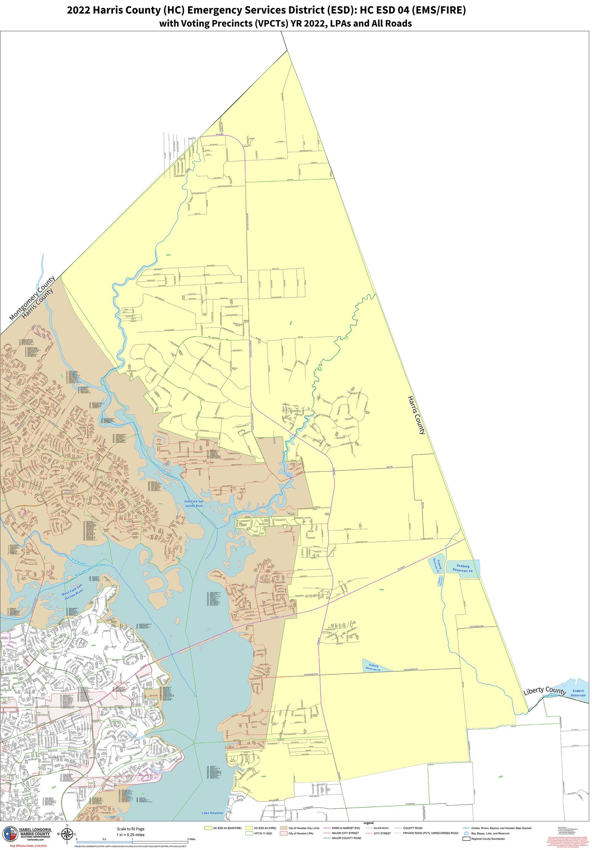 Map of a region, with color-coded areas. Shows land, water, roads and geographical features.