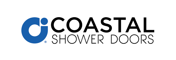 Coastal Shower Doors logo with blue icon and black-and-gray text on a white background