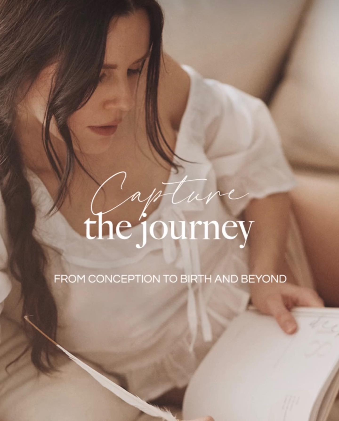 A woman is reading a book titled capture the journey