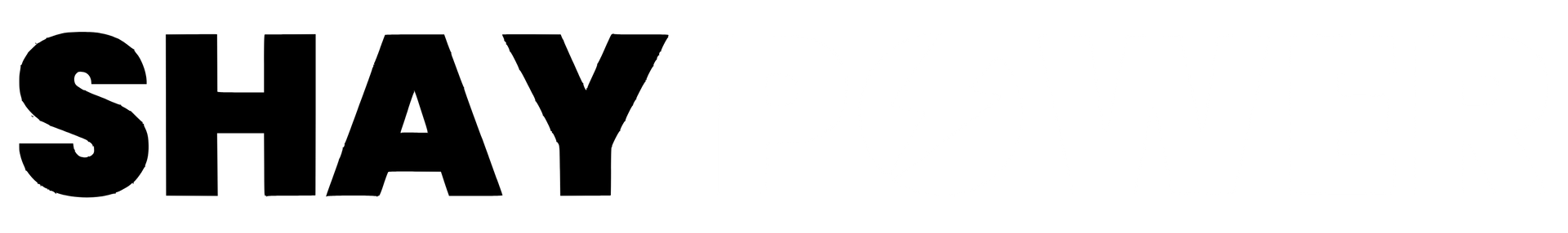The word shay is written in black on a white background