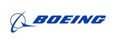 The boeing logo is blue and white on a white background.
