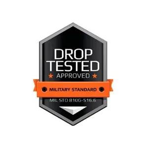 Um logotipo que diz aprovado para teste de queda