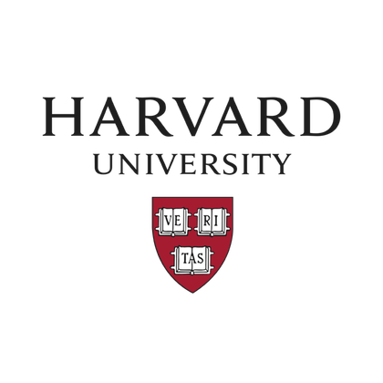Harvard University logo: red shield with "VE RI TAS" and the university's name.