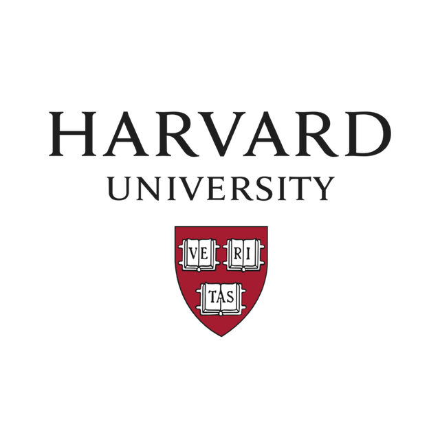 Harvard University logo: red shield with "VE RI TAS" and the university's name.