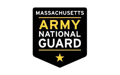 Massachusetts Army National Guard logo. Black and gold emblem with text and star.