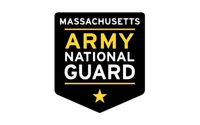 Massachusetts Army National Guard logo. Black and gold emblem with text and star.